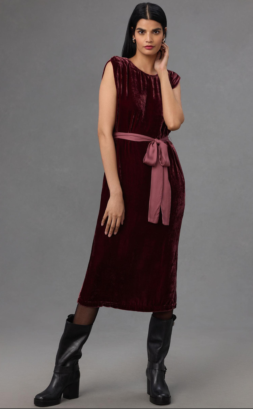 New Velvet by Graham & Spencer Velvet Midi Dress - Size Small